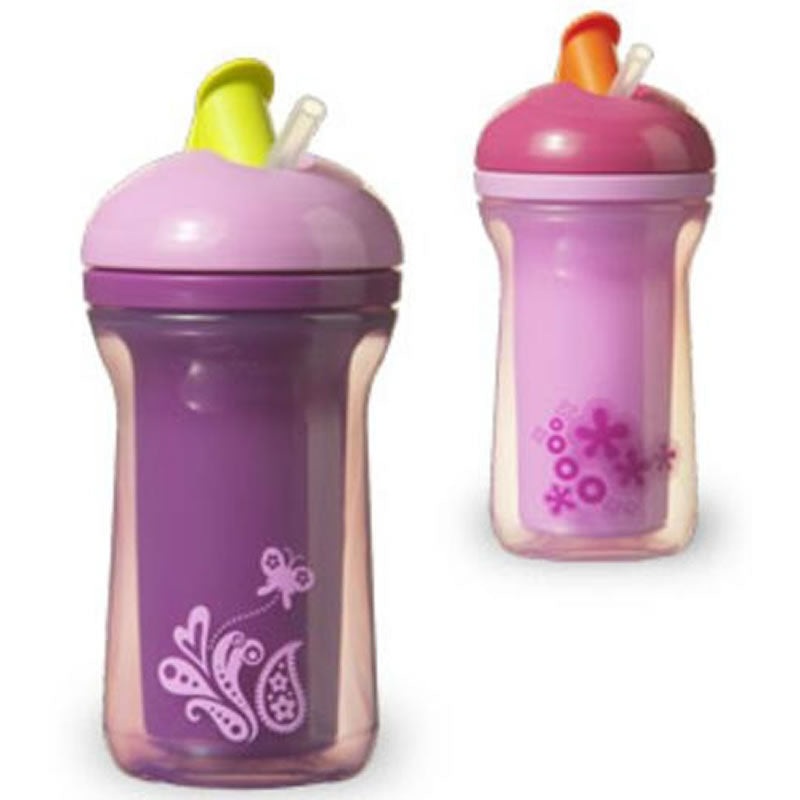 Tommee Tippee Explora Easiflow 9 oz Straw Cup, 2 Pack – Purple/Pink