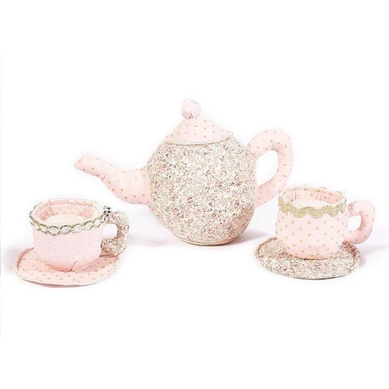 3 Piece Floral Stuffed Toy Tea Set