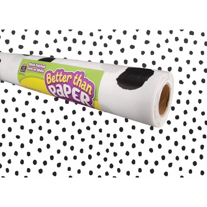 Black Painted Dots on White Better Than Paper Bulletin Board Roll