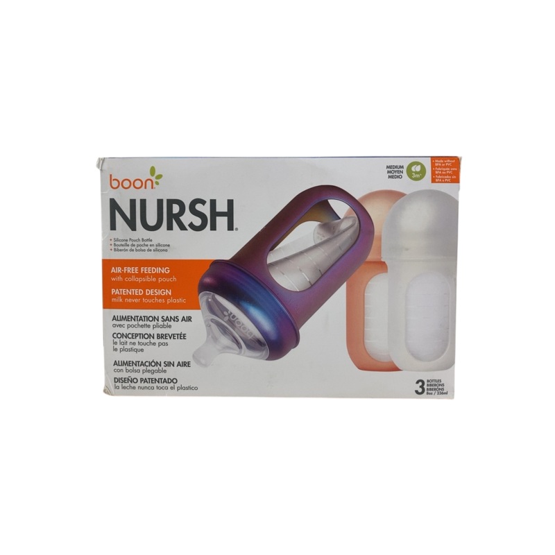 Boon Nursh Bottles 3 Pack, 8oz, Medium, Metallic