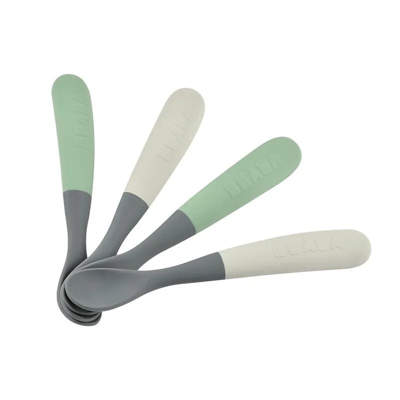 Set of 4 1st Stage Two-Tone Silicone Spoons – Mineral