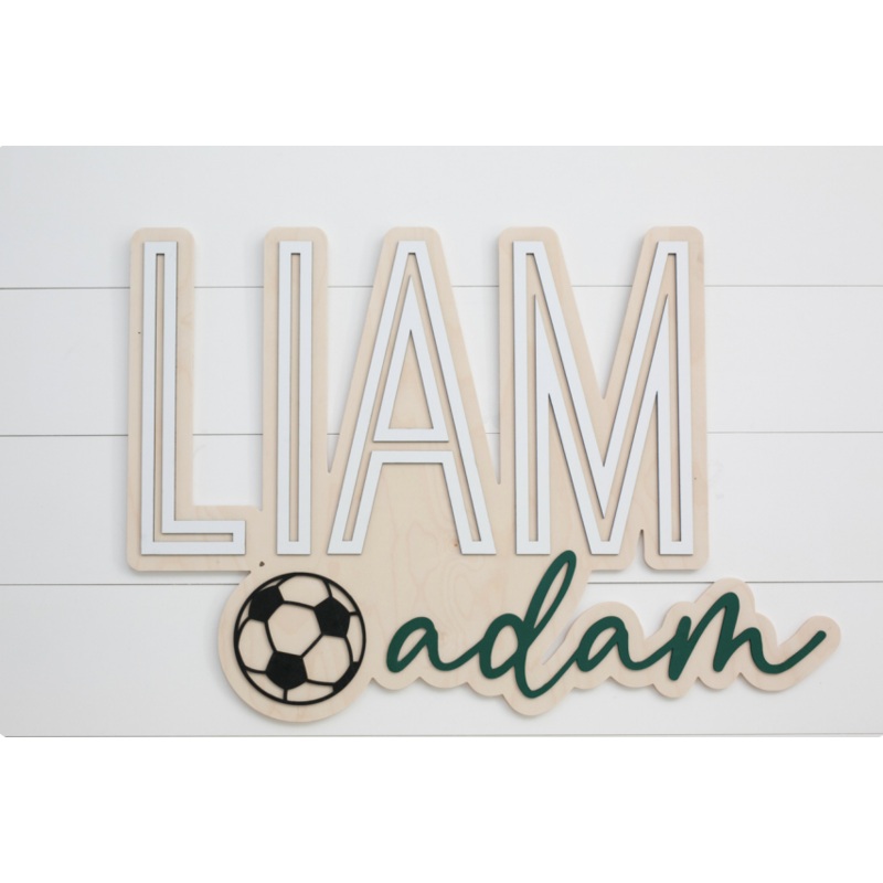 Sugar + Maple Personalized Bubble Wood Sign | Soccer