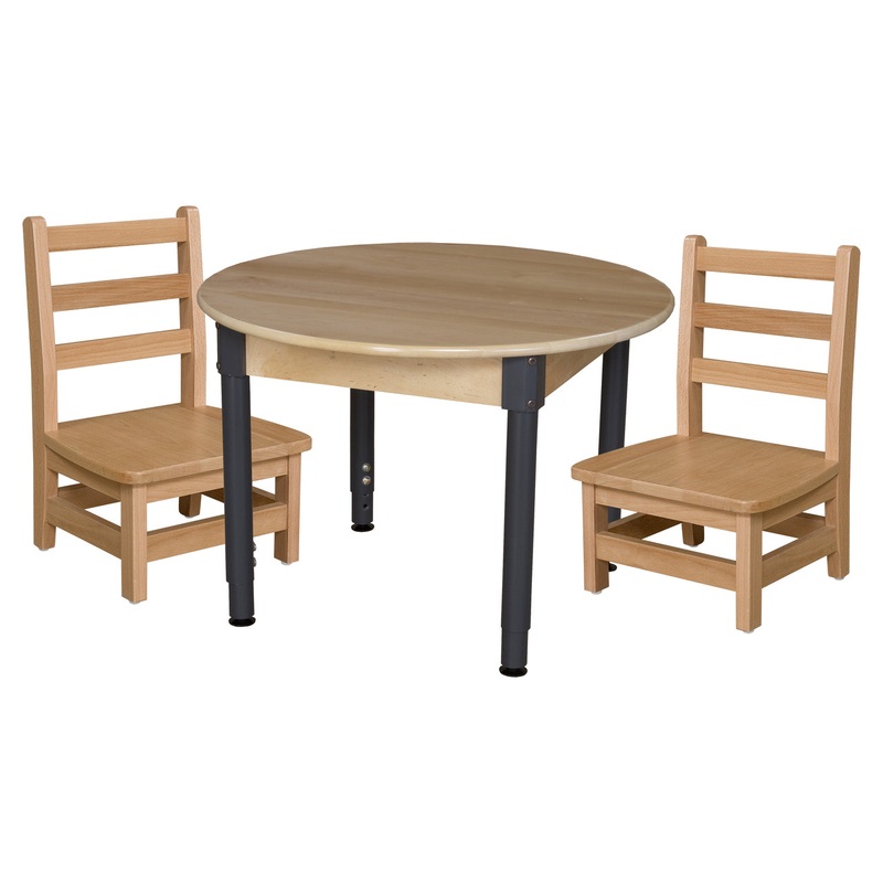 24″ x 36″ Rectangle Hardwood Adjustable-Height Table w/ Chairs (10″ Seat Height)