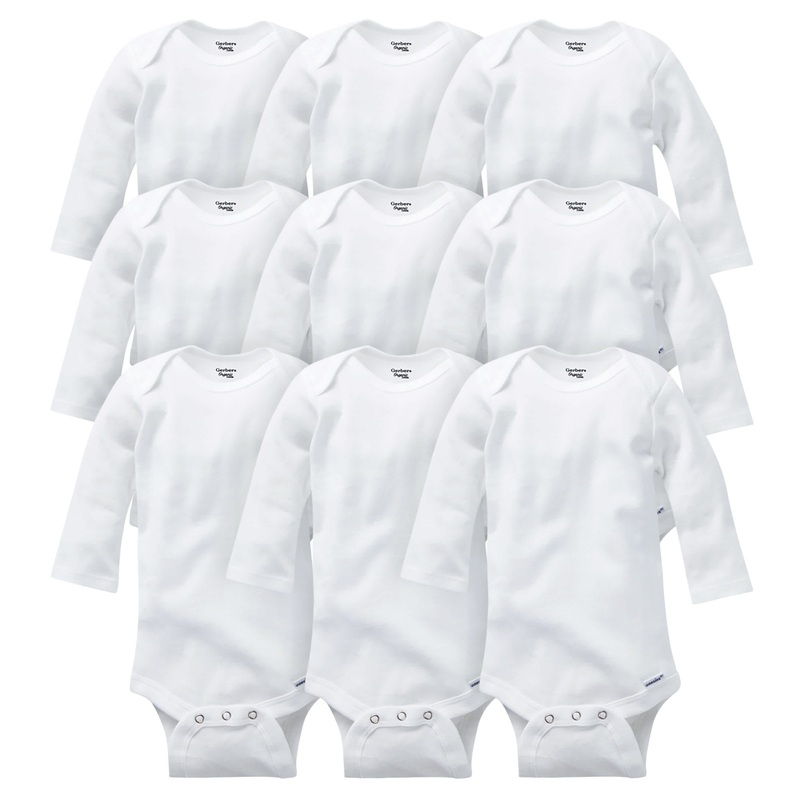 9-Pack Baby Neutral White Long Sleeve Organic Onesies Bodysuits