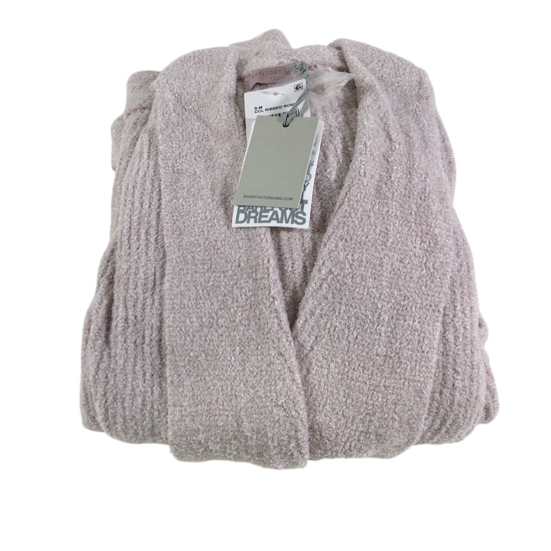 Barefoot Dreams CozyChic Lite Ribbed Robe, S/M, Faded Rose/Pearl