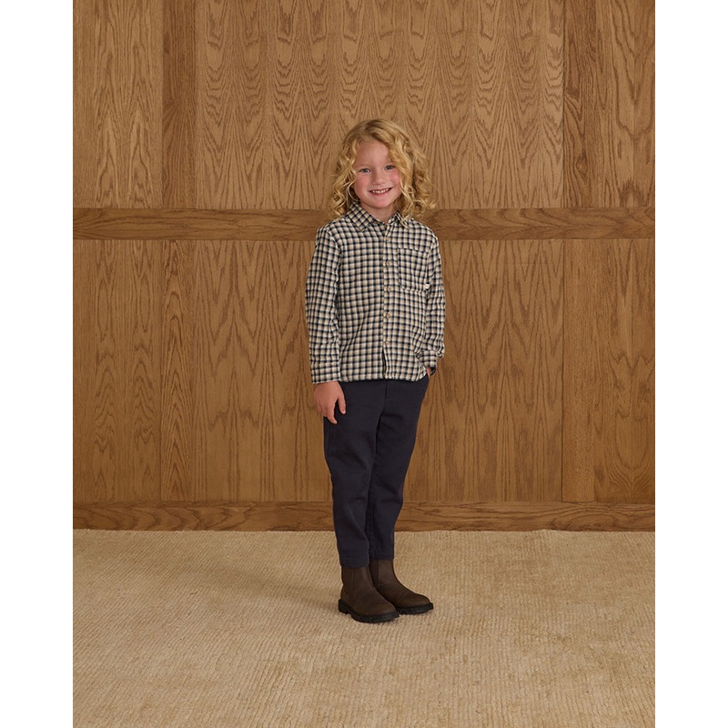 Collared Long Sleeve Shirt – Navy Check