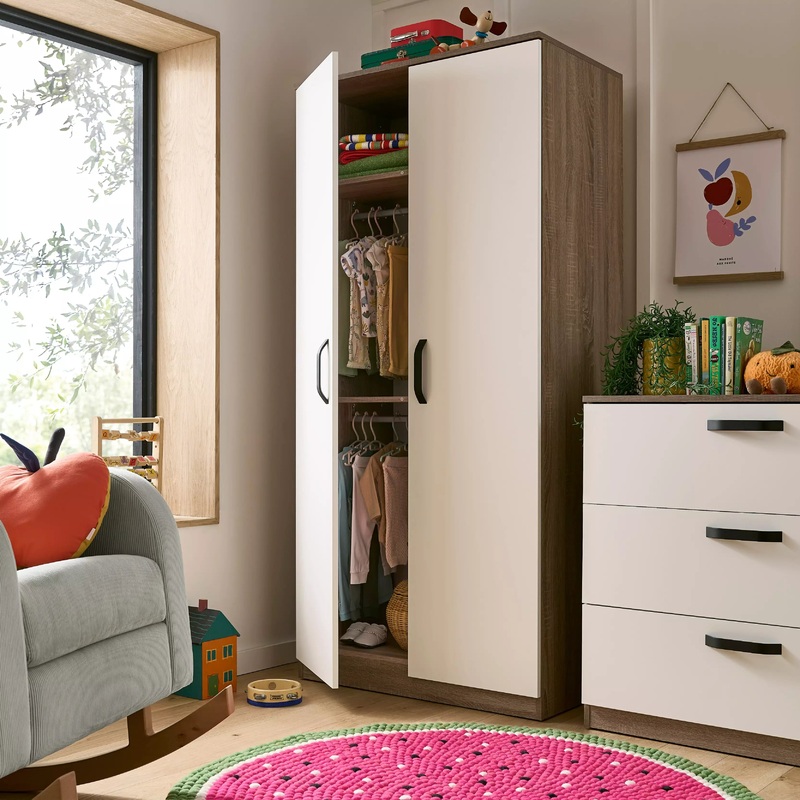 CuddleCo – Enzo Nursery Wardrobe – Truffle Oak & White