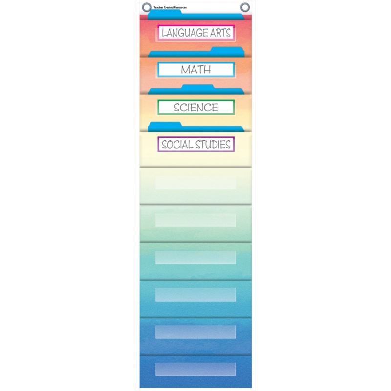 Watercolor 10 Pocket File Storage Pocket Chart (14″ x 58″)