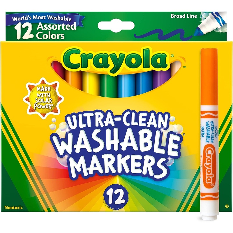 Crayola Broad Line Markers (12ct), Washable Markers for Kids, Classroom Supplies  for Teachers, Kids Back to School Supplies, 3+