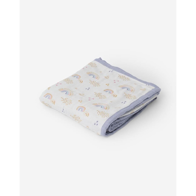 Little Unicorn Deluxe Muslin Quilt – Rainbows and Raindrops