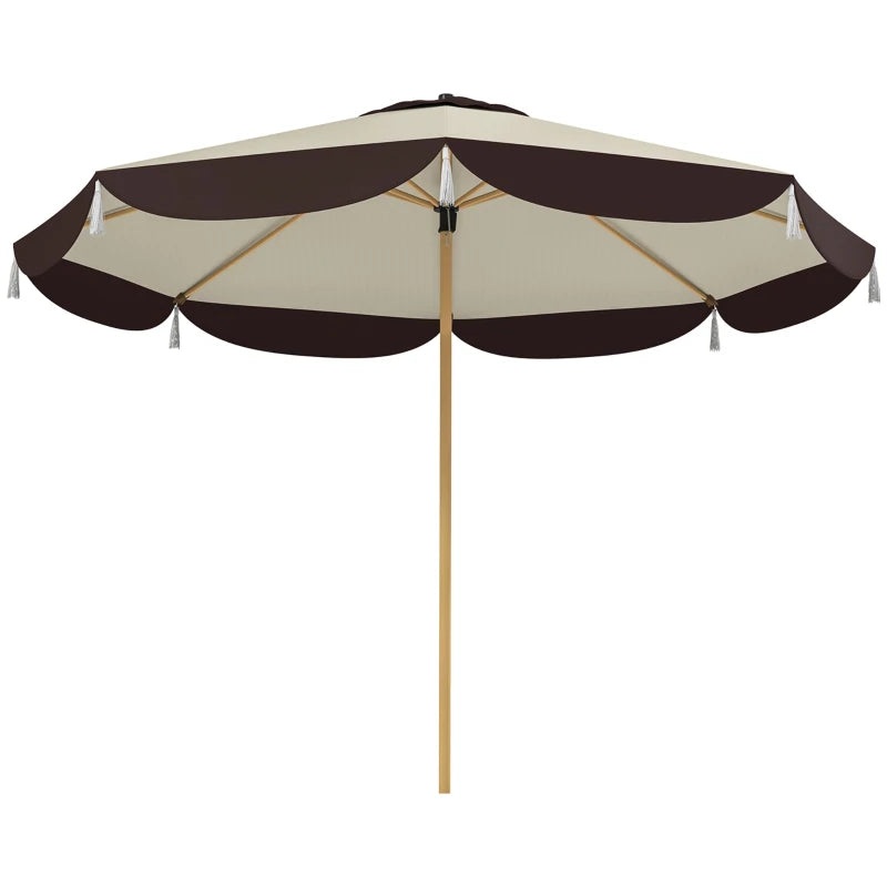 Outsunny 9FT Patio Umbrella, UPF 50+ Outdoor Market Umbrella with 8 Ribs, Vented Outdoor Table Umbrella for Deck, Backyard and Lawn, Beige