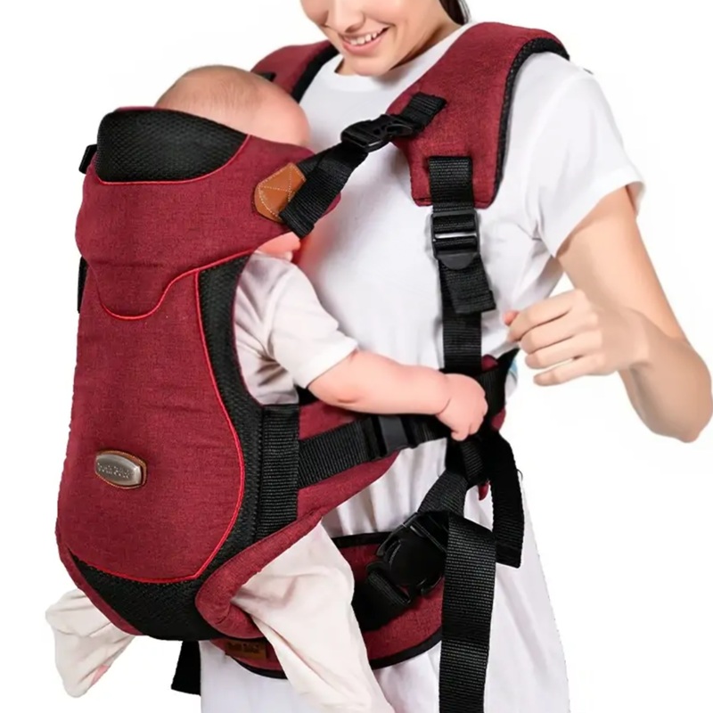 Petit Bebe Baby Carrier Premium Max  Linen Dark & Red