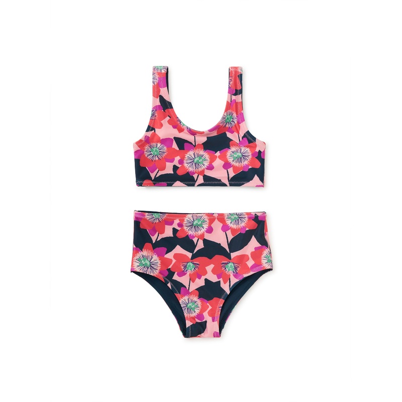 Tea Collection Reversible Swimsuit – Block Print Passion Flower