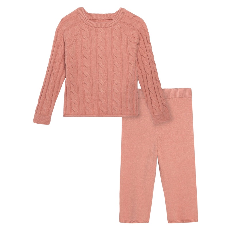 2-Piece Toddler Girls Peach Viscose Sweater Set
