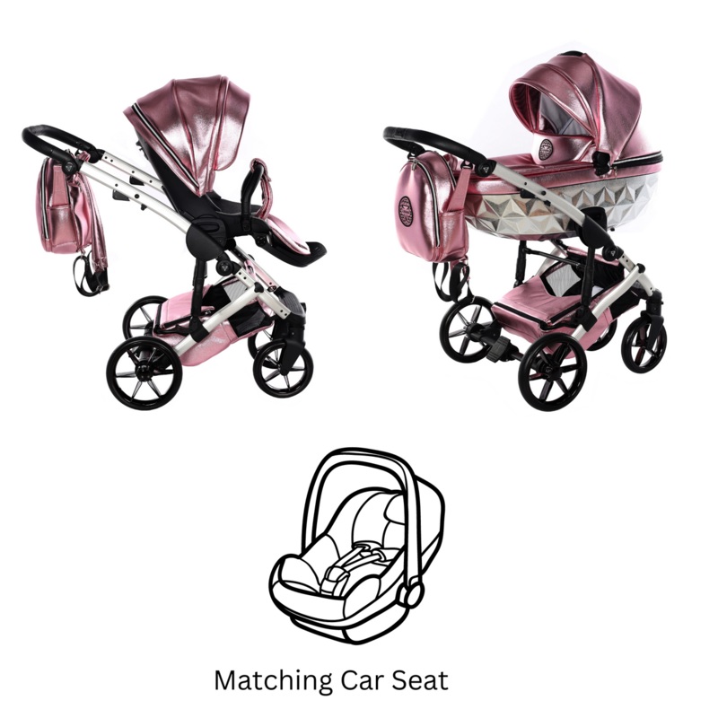 JUNAMA HANDCRAFT GLOSSY PINK – 3IN1 (INCLUDES CAR SEAT)