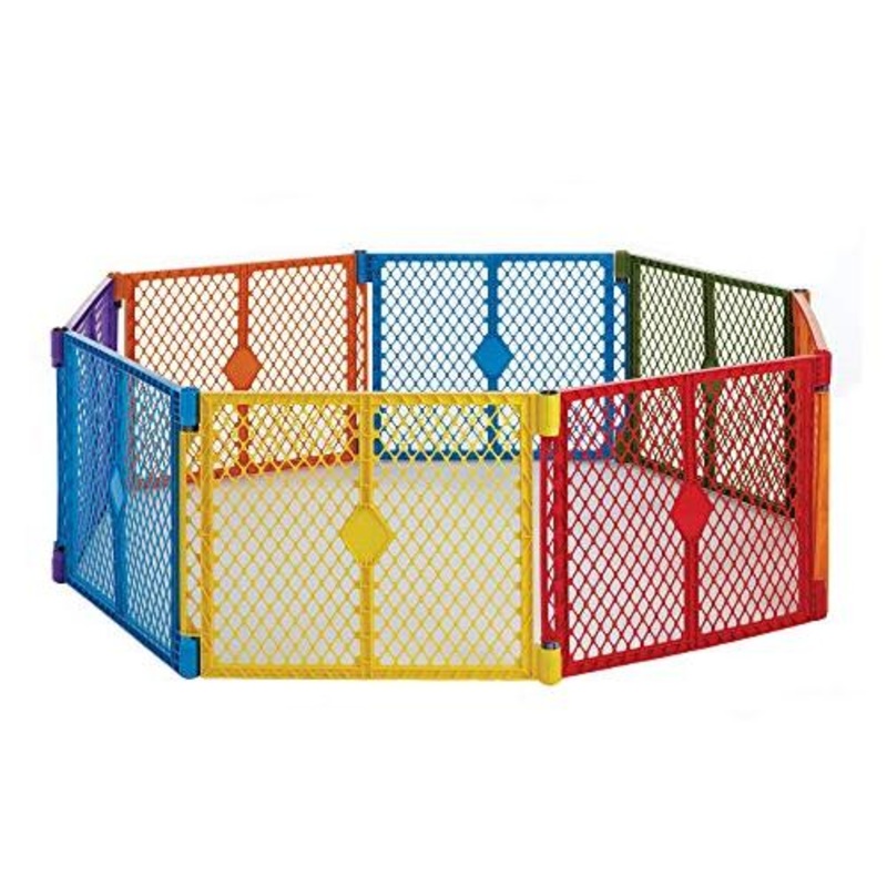 Toddleroo By North States 8 Panel Freestanding Playard Gate, Multi