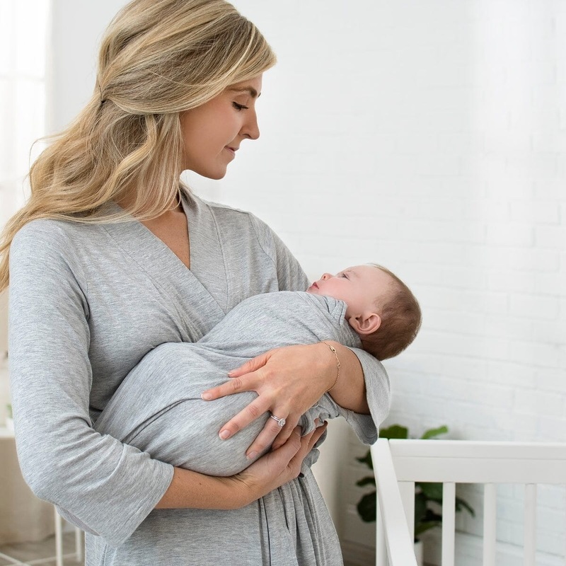 2-Piece Gray Mommy & Me Robe & Swaddle Set