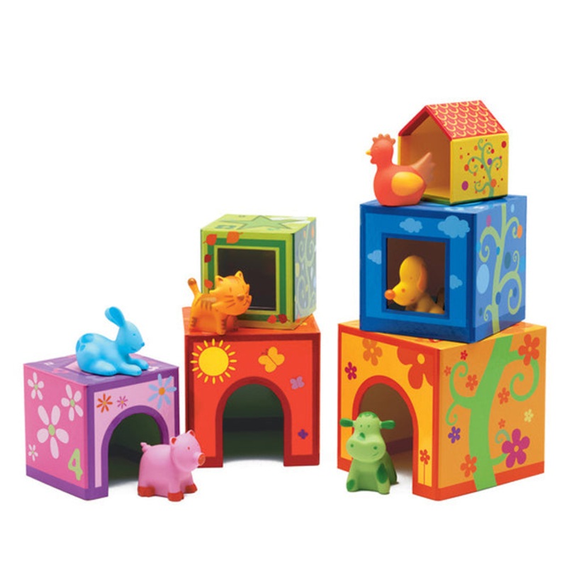 Djeco Topani Farm Nest & Stack Block Set