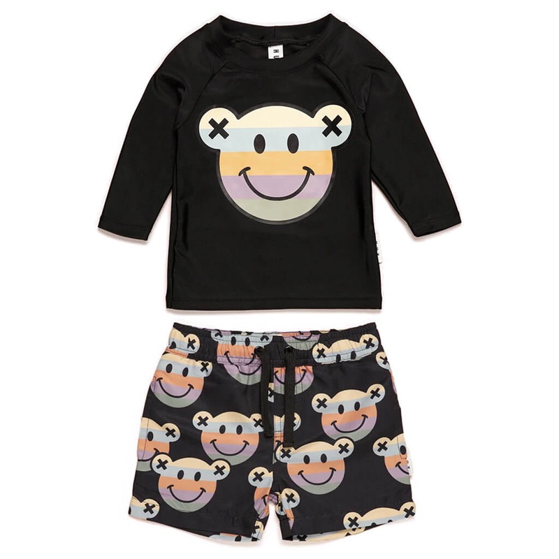 Huxbaby Rashguard Set Rainbow Smile Bear