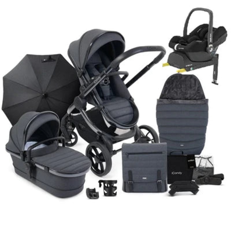 iCandy Peach 7 Maxi Cosi Cabriofix i-Size Travel System Bundle –  Dark Grey