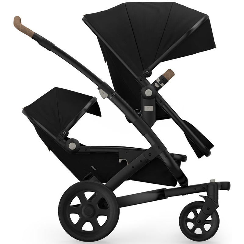 Joolz Geo 2 Tailor Twin Stroller – Black/Black/Black/Liver Double-Stitched