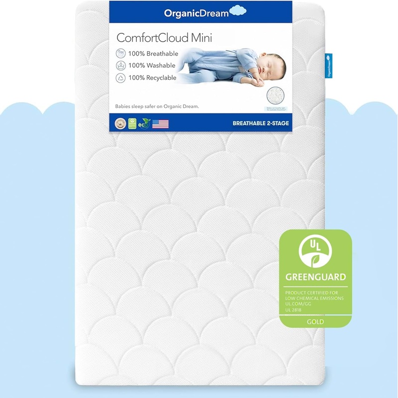 Organic Dream ComfortCloud Mini Crib Mattress, White