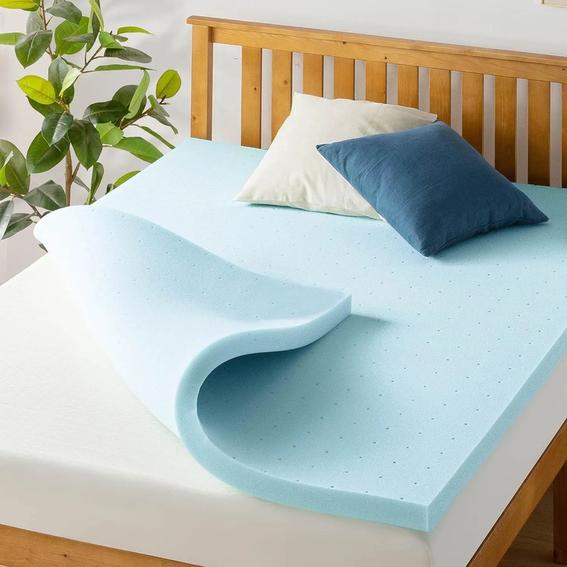 2-inch Ventilated Gel Memory Foam Topper Queen Size – Blue