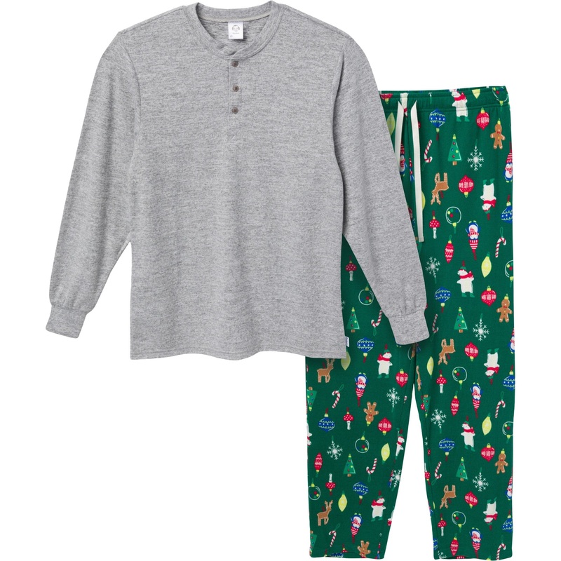 2-Piece Men’s Ornaments Hacci Pajama Set