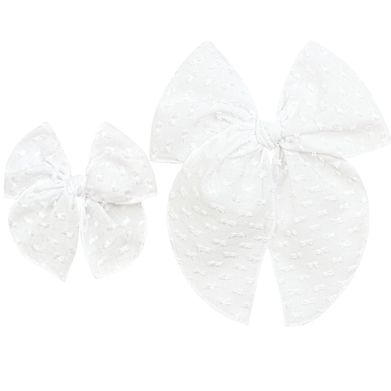 Heirloom Bow – White Swiss Dot Clip