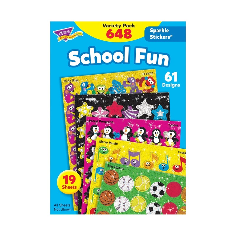 School Fun Sparkle Stickers Variety Pack