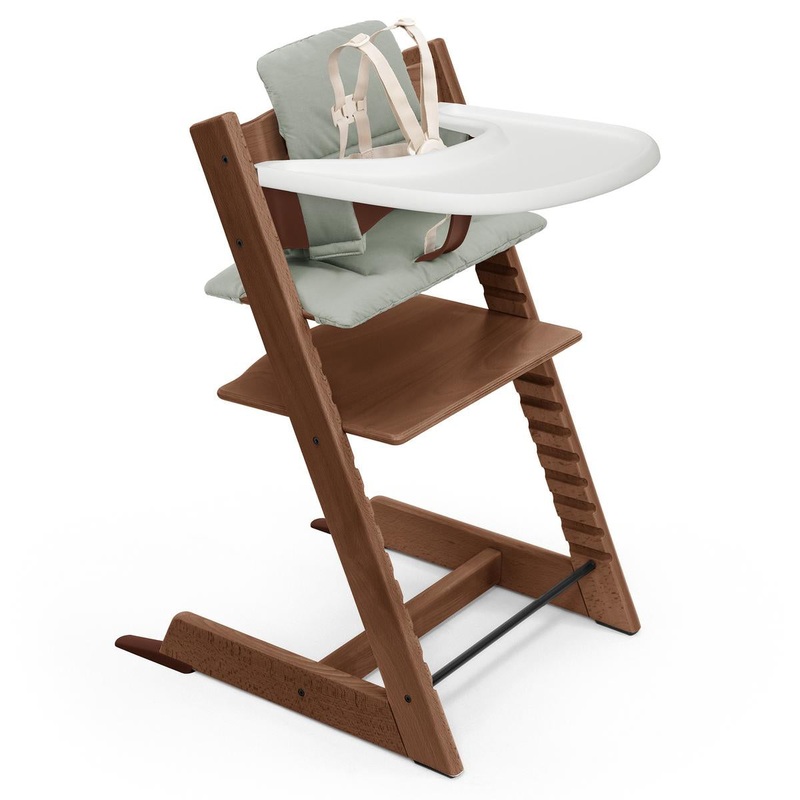 Stokke Tripp Trapp High Chair2 and Cushion with Stokke Tray – Warm Brown / Glacier Green