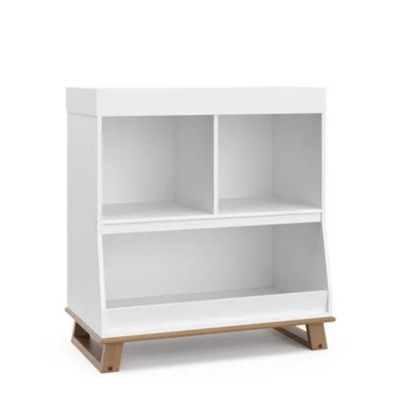 Storkcraft Modern Convertible Changing Table and Bookcase – White/Vintage Driftwood
