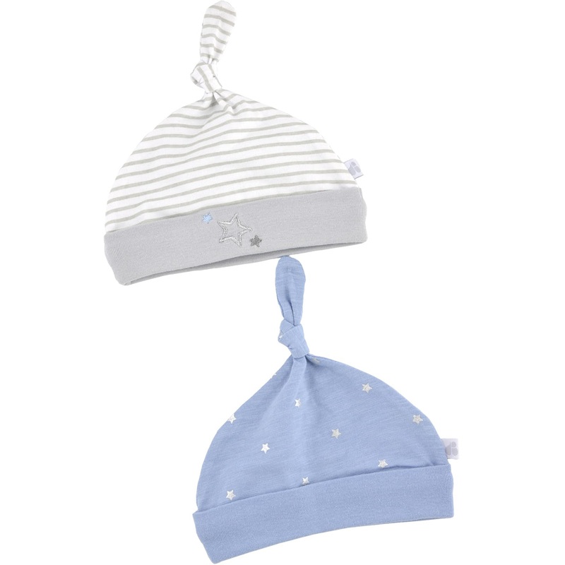 Just Born Sparkle Hats, 2 Pack – Blue / White