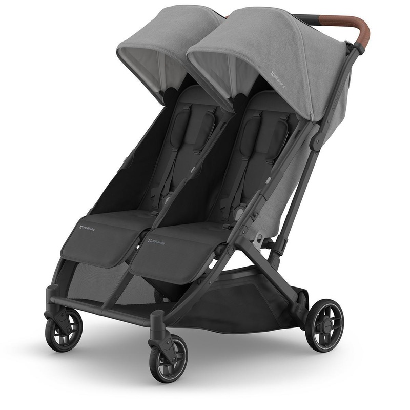 UPPAbaby OPEN BOX Minu Duo Compact Double Stroller – Greyson (Charcoal Melange / Carbon Frame / Saddle Leather)