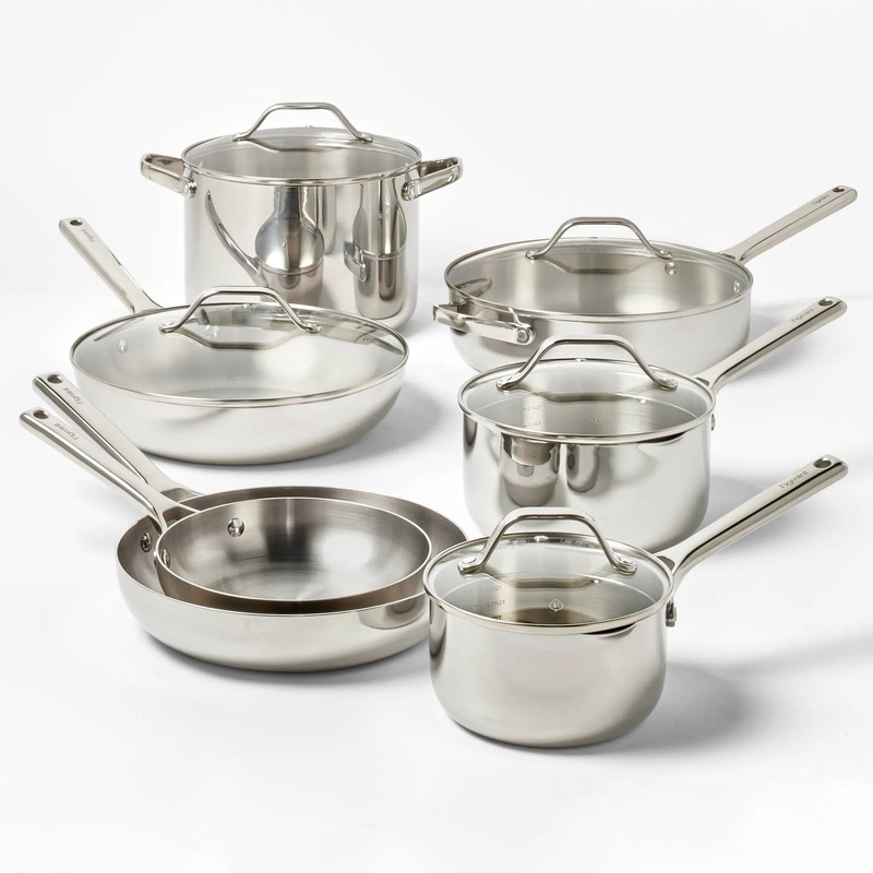 12pc Stainless Steel Cookware Set with Pan Protectors