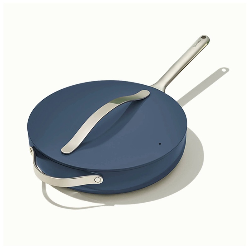 4.5qt Saute Pan with Lid Navy: Nonstick Ceramic Cookware, Stainless Steel Handle, Induction Compatible