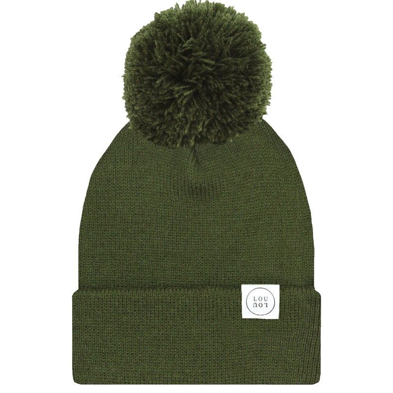 Beanie with Pom – Olive Green