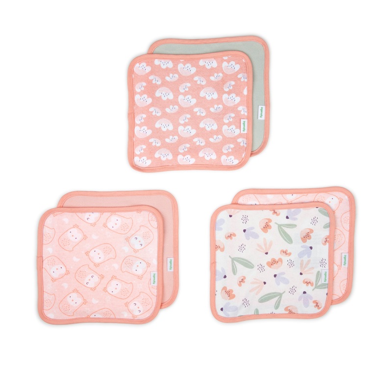 Clean & Cuddly 6-Pack Terry Washcloth Set – Pink Owl – Edi