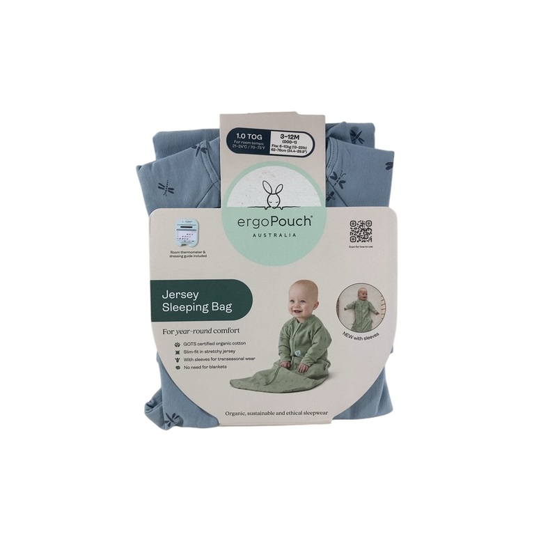 ErgoPouch Jersey Sleeping Bag, 1.0 TOG, 3-12M, Dragonflies