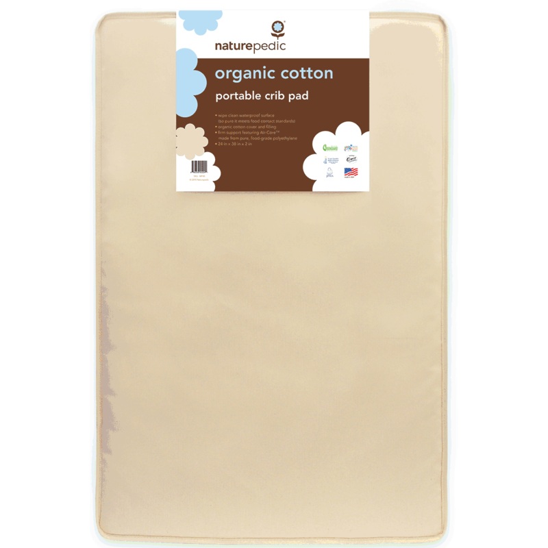 Naturepedic Organic Cotton Mini Crib Mattress 24x38x2 – Natural