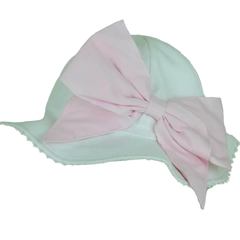 Sun Hat with Bow Appliqu White