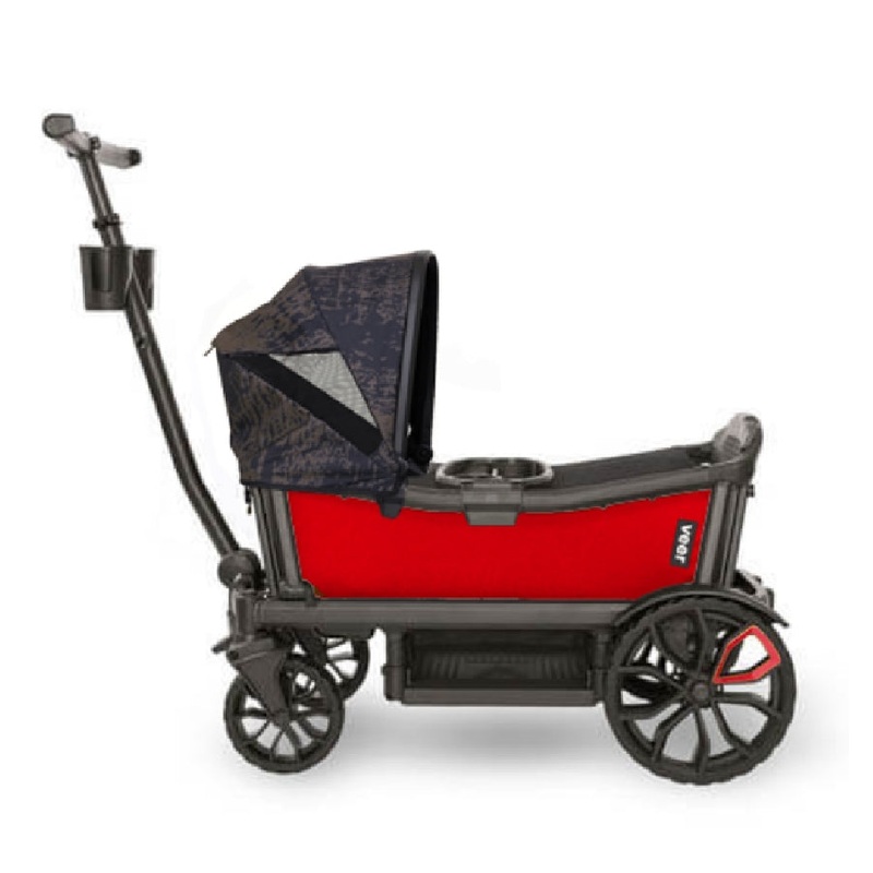 Veer Cruiser (2 Seater) Stroller Wagon + Canopy Bundle – Pele Red/Surf