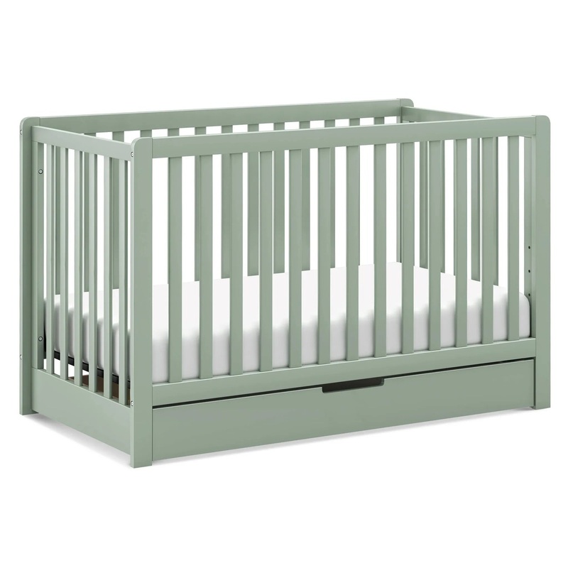 Colby 4-in-1 Convertible Crib with Trundle Drawer – Light Sage