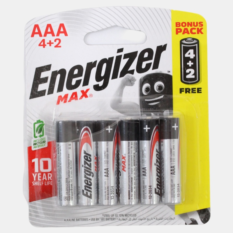 Energizer MAX AAA Batteries – Pack of 6 (1.5V)