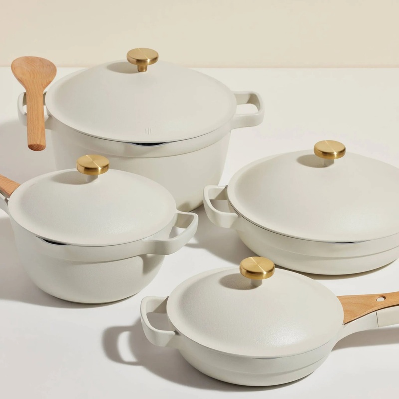 13pc Always Pan and Perfect Pot Cookware Set with Lids – Cream