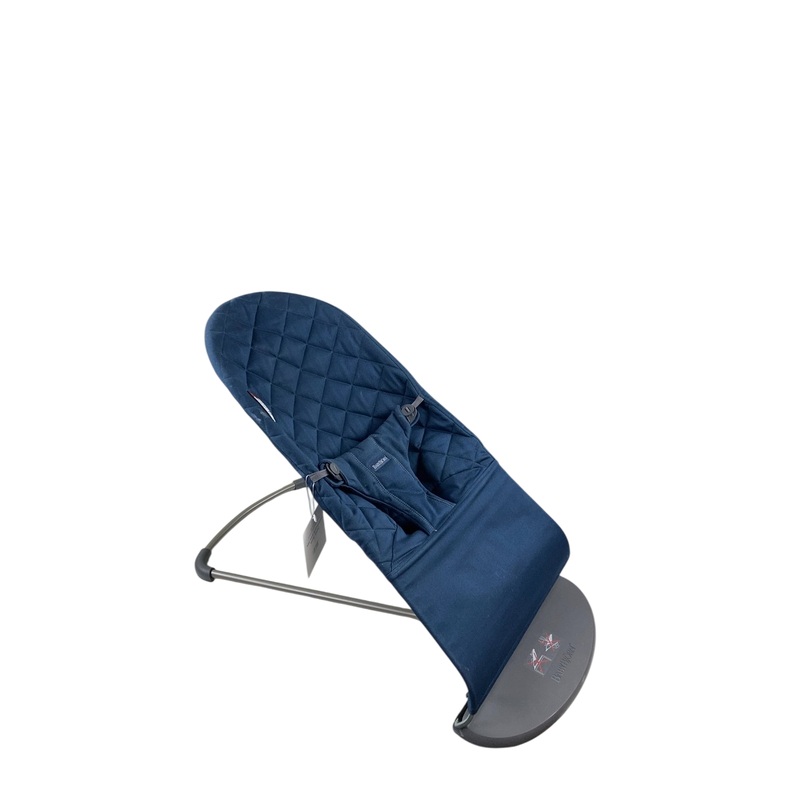 BabyBjorn Bouncer Bliss, Dark Gray Frame, Midnight Blue Cotton Classic Quilt
