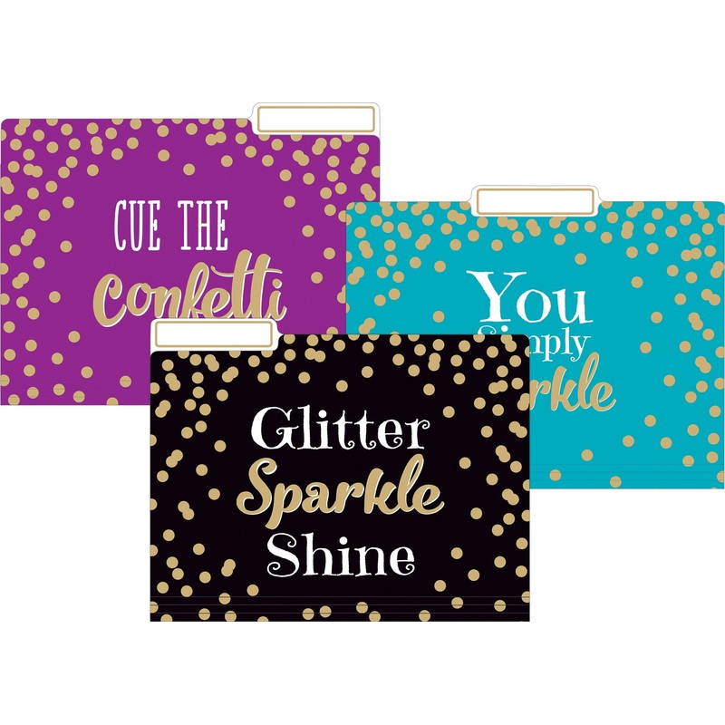 Gold Foil Confetti File Folders(C)