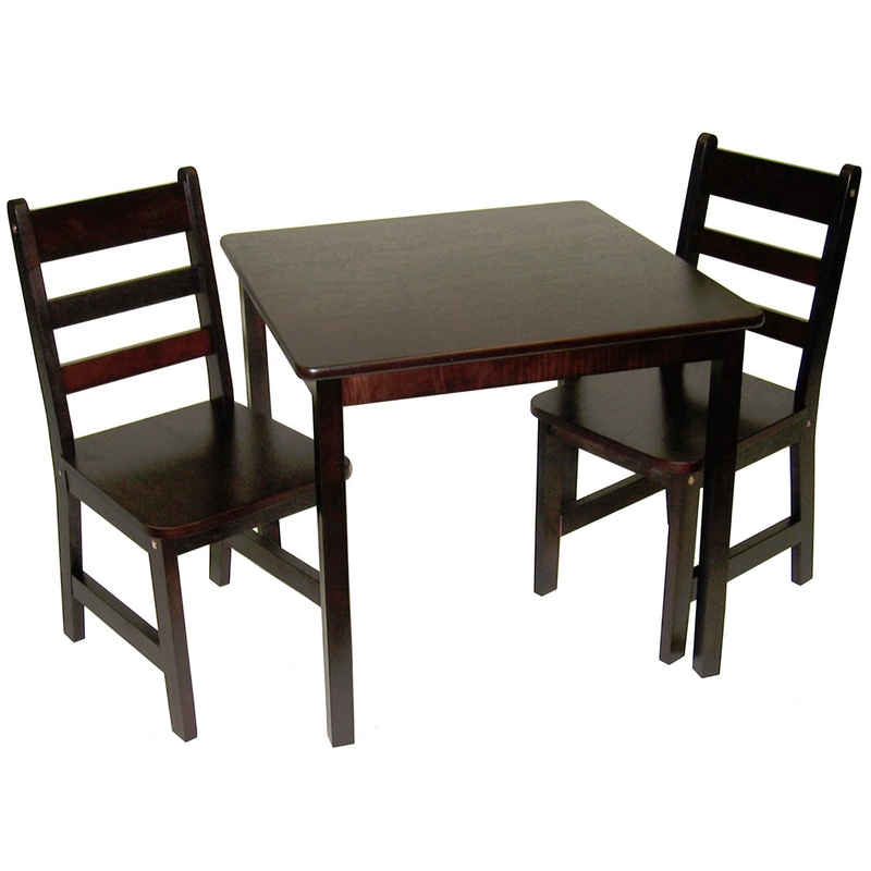Lipper International Child’s Square Table & Chairs, 3-Piece Set – Espresso