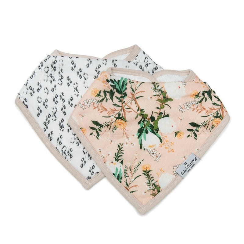 Loulou Lollipop Luxe Muslin Bandana Bib Set – Blushing Protea