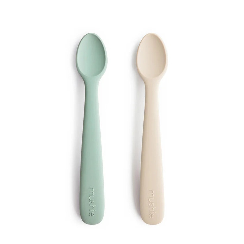 2-Pack Silicone Feeding Spoons – Cambridge Blue & Shifting Sand